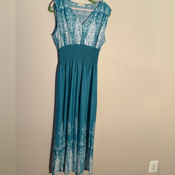 Jon & Anna Dresses & Skirts - Jon & Anna Teal and White Maxi Dress